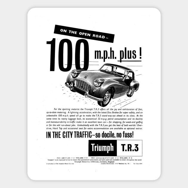 Vintage Triumph TR3 Advert Magnet by Random Railways